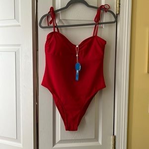 Cupshe red Lg one piece bathing suit. Brand new in package. High waisted